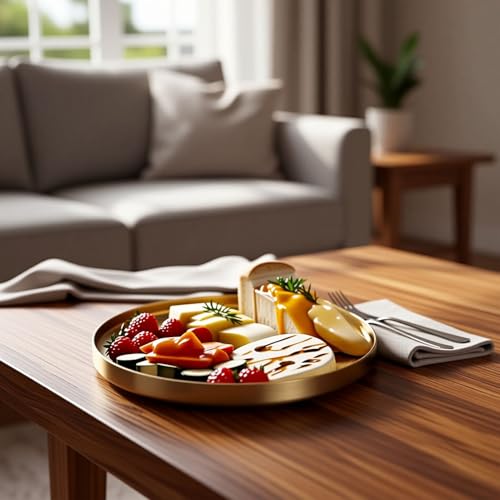 Gold Round Tray,Decorative Antique Bowl,Stainless Steel Fruit Bowl for Entryway Table Kitchen Counter,Jewelry Dish Candle Plate for Home,Dining Table,Shoe rack Decor (Gold, 7.5") - size: 7.5"