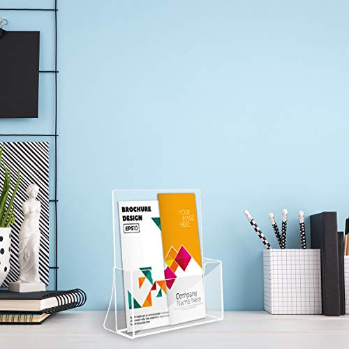 NIUBEE 6 Pack Acrylic Brochure Holder 8.5 x 11 inches, Clear Acrylic Literature Holder Plastic Flyer Display Stand, Acrylic Countertop Organizer for Magazine, Pamphlet, Booklets, Menu, Journals - size: 8.5" x 11", style: 6 Pack