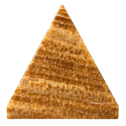 Amazing Gemstone Aragonite Pyramid Crystal Healing Stones - 2" Great Pyramid Figurine of Natural Stone Pyramid for Meditation, Reiki, Chakra Balancing and Crystal Pyramids Grid - color: Aragonite