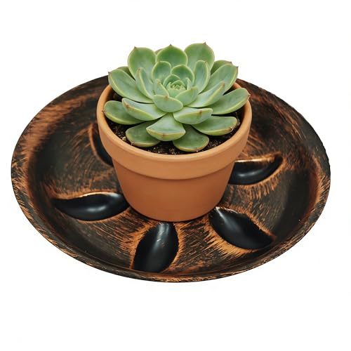 4 Pack Heavy Duty Antique Bronze Plant Saucer Sturdy Pot Tray Plant Drip Trays Drip Trays for pots,Plant Water Catcher Tray,Flower Pot Saucer Water Drainage Tray Floor Protector (10 INCH) - size: 4PK 10 inch Bronze