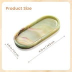 Natural Marble Decorative Tray for Countertop Organizer,Vanity Tray Trays for Jewelry Perfume Candle, Luxury Oval Stone Dish for Bathroom, Bedroom, 9.8"x4.4" Catchall Tray, Olive Green