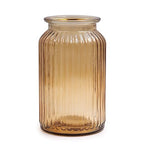 OFFIDIX Glass Vase,7.3 * 4.3in Vertical Line Geometric Faceted Design Flower Vase - color: Yellow