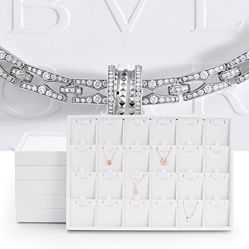 White Jewelry Ring Display Tray PU Leather Ring Earrings Display Organizer Tray - size: 11 Slot