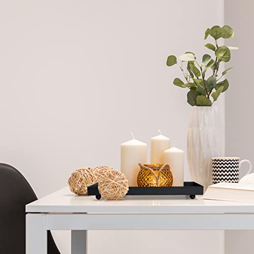 Rectangle Black Matte Metal Tray, Suit for Candle Holder, Vanity Decor Projects, Bathroom Toilet Tank Tray, Perfume or Jewelry Storage, and Coffee Table Centerpiece - size: 15.7" x 5.9" x 1.9"