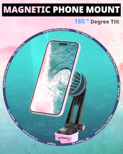 UBeesize 12'' LED Ring Light with 62'' Tripod Stand and Magnetic Phone Holder, Selfie Ring Light for Video Recording, Live Streaming, Compatible with iPhone & Android (Pink) - color: Pink Magnetic, size: 12-in