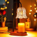 Candle Warmer Lamp Adjustable Timer Electric－Amber Flower Shaped Melting Wax Lamp - color: Black Stem Amber