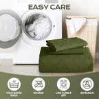 JYHOPE Olive Green Twin Quilt Set 68x90 Lightweight Microfabric Bedspread, 3-Piece Quilt Bedding with Pillow Shams, Summer Cooling Quilts, Ribbon Wrapped Gift - color: Weave Pattern-olive Green, size: Twin(68x90)