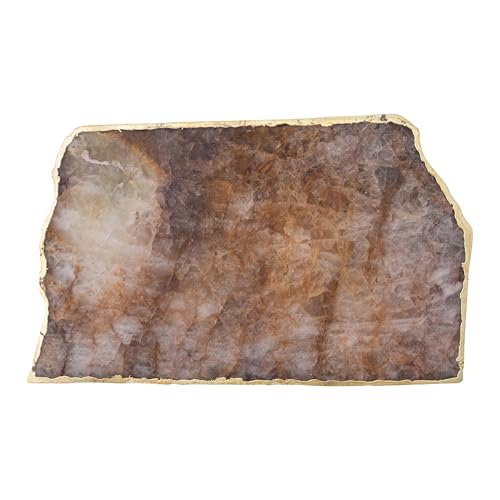 Creative Co-Op Agate Slab Tray with Gold Electroplated Edge, Natural - color: Brown