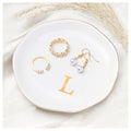 ProCase Ceramic Jewelry Tray, Initial Ring Dish Trinket Plate Engagement Gift, Small Personalized Monogram Ring Bowl for Wedding, White Decorative Jewelry Holder for Women Vanity -Letter L - style: L