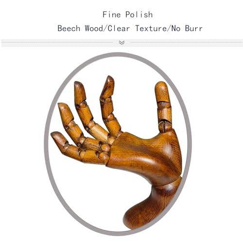 Mannequin,Hand Model,Hand Mannequin for Nails,Drawing,Wooden Hand,Antique Finish Wood Hand,Hand Model for Drawing,Female Hand of Right with Antique Finish. - color: Female_right 7.5 in With Antique Finish