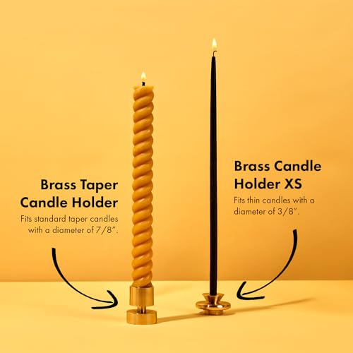 Brass Candle Holder XS: Elegant & Durable Solid Brass | Fits 3/8” Diameter Candles | Home Decor | Dimensions: 1.67” x 0.92”