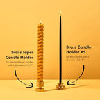 Brass Candle Holder XS: Elegant & Durable Solid Brass | Fits 3/8” Diameter Candles | Home Decor | Dimensions: 1.67” x 0.92”