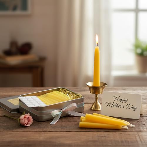 Luxury Beeswax Meditation Candles 20 Min – Mini Pure Beeswax Taper Candles with Brass Holder, Dripless 20 Minute Prayer Candles for Yoga Easter Saint Patrick’s Day, Wedding & Mother’s Day - color: 50pcs Beeswax Candles