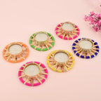 SATVIK 6 Pcs Round Chakra Metal Diya Tea Light Candle Holder | Decorative Oil Lamp for Diwali, Pooja, Mandir & Home Décor | Festival Decoration & Gifting Set with Tea Lights - size: Pack of 6