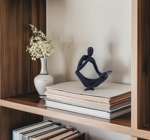 "Reading Woman Thinker Sculpture is a Modern Abstract Decorative piece, a Favorite Among Book Lovers and Thinkers, Suitable for Placement in Living Rooms, Offices, and bedrooms. (Black B) - color: Black B