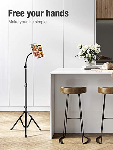elitehood Metal iPad Tripod Stand & Adjustable 72’’ Gooseneck Tablet Floor Stand Holder, Heavy Duty Aluminum iPad Floor Stand for Pro 12.9 11, Mini, Air, iPhone and 4.7-12.9" Tablets Cell Phones - size: 4.7–13" · Side Clamp