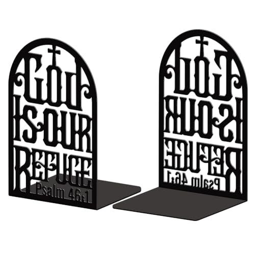 Peacoblue Metal Bookends for Shelves, Modern Decorative Heavy Duty Study Book Support Stoppers for Office, Desk, Shelf, Room 5.3"x4.3"x7.8" Cast Iron Simple Tall Bookends, 1 Pair (Bible) - style: Bible