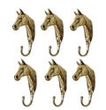 Brass Horse Head Wall Hooks – Set of 6 Sculptural Coat Hooks for Home, Office & Restaurant Decor