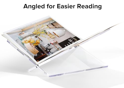 Acrylic Book Stand Large Clear Acrylic Book Holder, 12.5" x 9.5" x 5.7", Open Book Holder Stand for Display and Reading Cookbooks, Art Books, Bibles, Magazines - Home and Office - color: Clear, size: Large