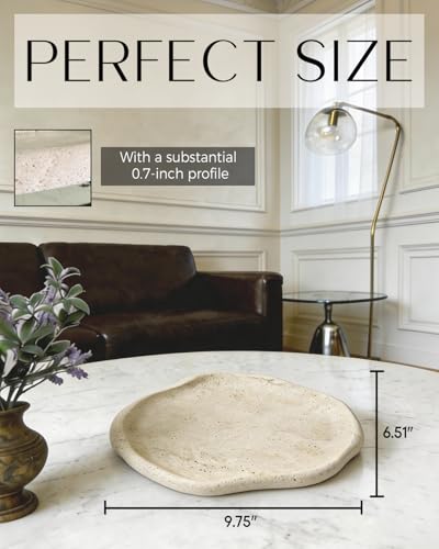 Marble Decorative Tray, 10x7 inch Natural Marble Catchall Tray for Vanity Luxe Cloud Shape Stone Serving Tray Holder for Perfume, Jewelry, Keys & Candle Bathroom & Dresser Home Decor