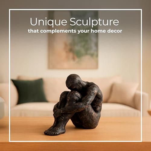 Sagebrook Home Modern Glam Resin Sculpture - Thoughtful Seated Figurine - Polyresin Metallic Bronze Finish - Elegant Home & Office Decor - Artful Accent for Living Room & Bedroom - 16" Bronze - size: 13.0" H