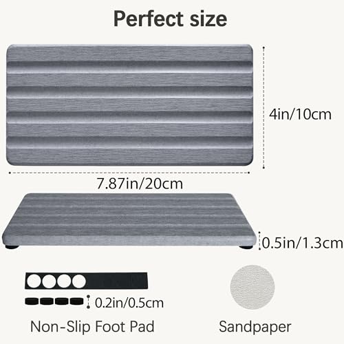 2 PCS Water Absorbing Stone Trays for Bathroom Sink & Kitchen Counter, Fast-Drying Diatomite Sink Caddy, Vanity Tray, Hand Soap Holder with Anti-Skid Pads (Grey, 7.9" x 4"/20 x 10cm) - color: Gray, size: 7.9" x 4" (20 x 10cm)
