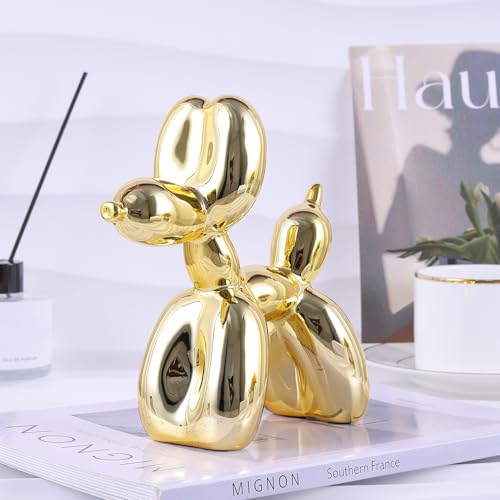 Balloon Dog Sculpture Modern Home Decor Collectible Figurines Funky Statues for Bedroom Trendy Animal Decor for Coffee Table Living Room Decor Art Resin Decor Office Standing Desk Decor - color: Gold, size: 6.6*6.6*2.8inch