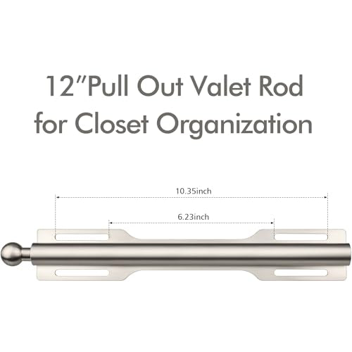 12" Valet Rod for Closet Pull Out (1 Pack, Brushed Nickel) - color: Brushed Nickel, size: 1 Pack