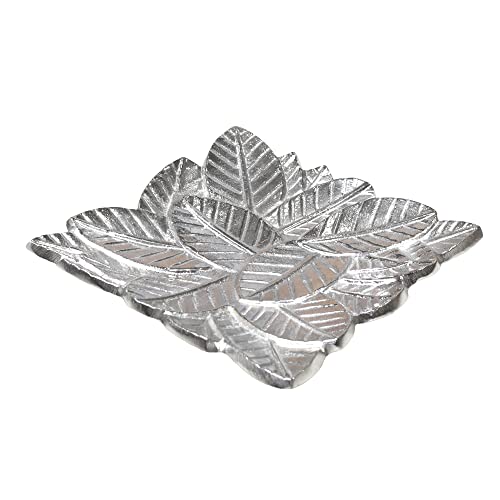 BBH Home's Handmade Silver Novelty Shaped Aluminium Tray 6.88 x 6.88 x 0.78 AMBBVK043AB2020 - color: Silver