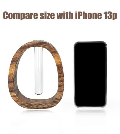 Modern Wooden Glass Test Tube Vase - Desk Plant Decor, Suitable for Home and Office Use - size: Large