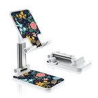 Foldable Phone Holder for Desk - Adjustable Angle Cell Phone Stand - Suitable for iPhone, Samsung - Black Flower - color: Black Flower
