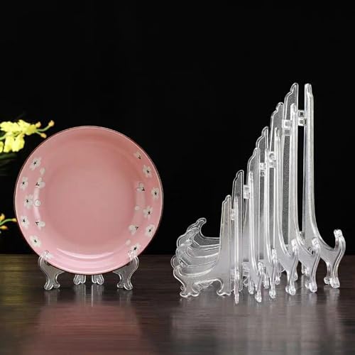 LonlyEagle 12 Pack 7 Inch Clear Plastic Easels or Stand/Plate Holders to Display Pictures or Other Items at Weddings, Plate Stands for Home Decoration, Birthdays, Tables - size: 7 inch