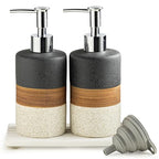 Ceramic Dish Soap Dispensers Set(2 Pack), Hand, Dish, Shower Soap Dispenser for Kitchen Sink & Bathroom, Includes Stainless Steel Pump, Silicone Funnel & Diatomaceous Holder, Black - color: Black and White, size: 2xSoap Dispenser Set with Tray