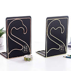 Creative Minimalist Style Bookends Metal Adjustable Books Holder Stand Book Rack Desk Bookend - Flamingo, Rose Gold - color: Flamingo, Rose Gold
