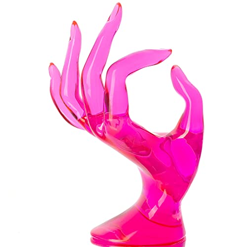 HOMEGOAL Hand Jewelry Holder, Bracelet Ring Watch Jewelry Display Holder Stand, Mannequin Hand, Polyresin, 7 Inch (Rose Red) - color: Rose Red