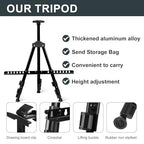 AROIC 17-66 Inch Art Easel Stand, Sturdy Aluminum Tripod for Table Top & Floor Painting - Portable Adjustable Display Easel for Canvases with 1 Storage Bag | Studio, Hobby & Professional Artist Easels - style: 1P