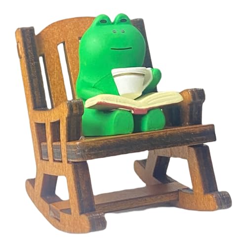 Miniature Frog Anime Figurines - Resin Desk Figurines, Cool Office Gadgets for Desk, Fun Desk trinkets Gift for Frog Lover（Rocking Chair） - size: 02-frog-Rocking Chair
