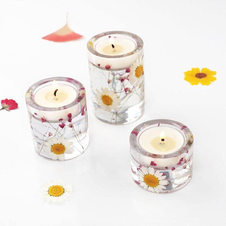 3 Size Tealight Candle Holder Mold for Epoxy Resin Silicone Pillar Cylinder Candlestick Resin Mold for DIT Resin Casting Crafts - color: 3-Candle holders mold
