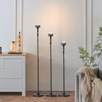 Floor Candle Holder Centerpieces for Tables,3Pcs Black Candle Holder for Pillar Candles Matte Metal Candlestick Set for Wedding Party Home Candles Holder for Ceremony Mantel Decor (Adjustable Height