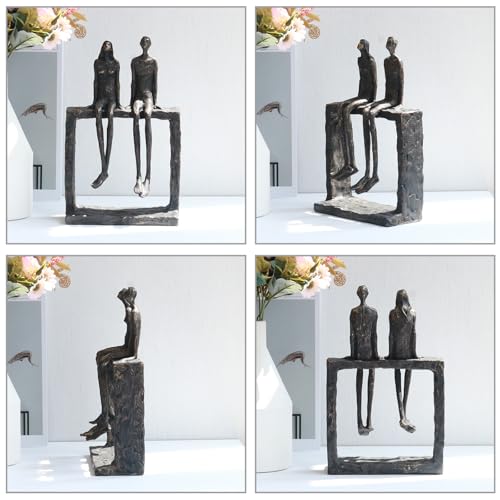 Lukitas Abstract Couple Statue Home Decor - Handcrafted Decorative Ornament for Living Room Office, Bronze Color, Resin