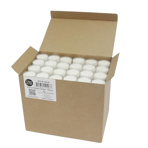 Stonebriar 96 Count White Unscented Smokeless Long Burning Clear Cup Tea Light Candles with 6 to 7 Hour Burn Time