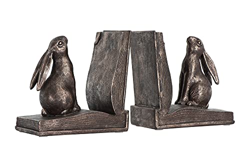 Creative Co-Op Bunny Rabbit Bookends, Set of 2, Bronze Finish - color: Bronze Finish
