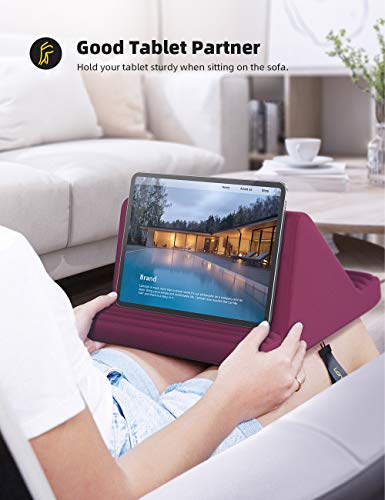 Lamicall Tablet Pillow Stand, Pillow Soft Pad for Lap - Tablet Holder Dock for Bed with 6 Viewing Angles, for iPad Pro 9.7, 10.5, 11, 12.9 Air Mini 4 3, Kindle, Galaxy Tab, E-Reader, Purplish Red - color: Purplish Red