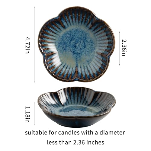 Ceramic Pillar Candle Holder Plates, Decorative Candlestick Holder, Tea Light Incense Santo Palo Holders, for Dinning, Party, Wedding, Birthday, Anniversary Decorations, 1pack (Blue) - color: Blue