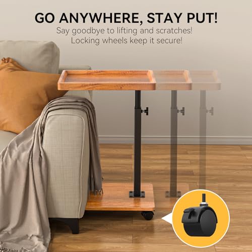 XNSDXV C Table End Table Adjustable Height, 360°Swivel TV Tray Table for Small Spaces, Couch Tables That Slide Under, C Shaped Side Tables Living Room and Bedroom for Sofa, Bed,Chair, Snack
