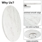 DEAYOU Marble Lazy Susan, Natural Marble Round Tray Turntable Cake Stand, 12" Lazy Susan Cheese Board with Silent Rotating for Serving, Table Display, Cupcake, White, Revolving Cake Leveler Spinner