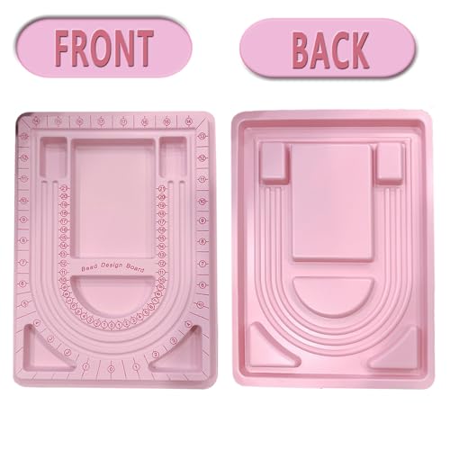 MIAO YUAN 4PCS Pink DIY Hand String Necklace Design Plates,Beaded Measuring Board Tray for Jewelry Bracelet Making,Flocking Dial Panel Tool for Beading - color: Pink