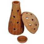 Creative Co-Op Handmade Vintage Reproduction Terra-Cotta Mushroom Shaped Candle Holder with Cut-Outs, Natural
