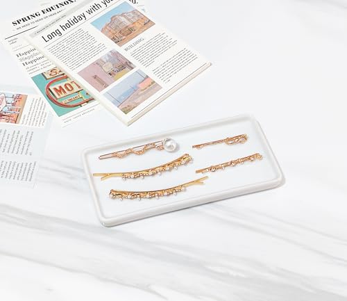 6.4" Porcelain Small Bathroom Tray, Ceramic Countertop and Vanity Tray for Cosmetics, Perfume, Jewelry, Candle - Kitchen Soap Tray for Kitchen Counter (White) - color: White, size: 6.4" x 3" x 0.5"
