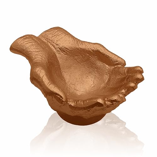 Copper Finish Caring Cupped Hands Shaped Decorative Hand Bowl-Cute Catch All Trinket Tray-Candy Dish Offering Stand-Home Decor Hand Jewellery Holder-Mother’s Day Birthday Christmas Gift - color: Copper Finish